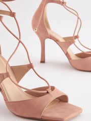 Camel Signature Leather Strappy Wrap Heels - Image 7 of 8