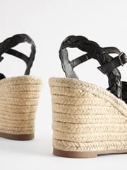 Black Leather Huarache Wedges - Image 5 of 7