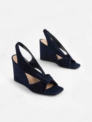 Navy Blue Signature Leather Knot Wedges - Image 2 of 6