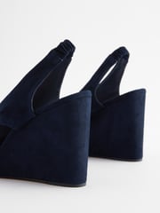 Navy Blue Signature Leather Knot Wedges - Image 4 of 6