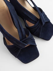 Navy Blue Signature Leather Knot Wedges - Image 6 of 6