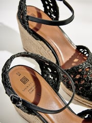 Black Signature Macramé Wedge - Image 3 of 5