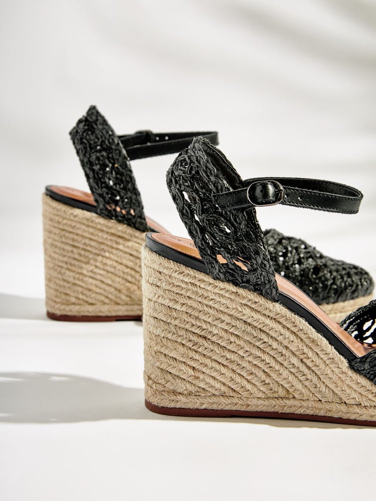 Black Signature Macramé Wedge - Image 5 of 5 Black Signature Macramé Wedge - Image 5 of 5