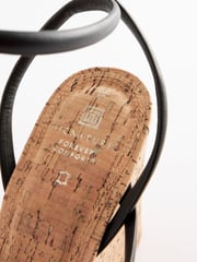 Black Signature Leather Strappy Cork Wedges - Image 4 of 5