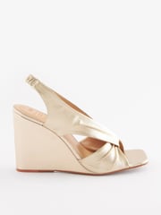 Gold Signature Leather Knot Wedges - Image 3 of 7
