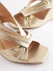 Gold Signature Leather Knot Wedges - Image 5 of 7