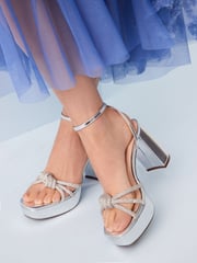 Silver Forever Comfort® Platform Bling Twist Sandals - Image 1 of 8