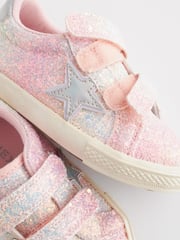 Pink Standard Fit (F) Glitter Star Trainers - Image 11 of 11