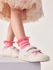 Pink Standard Fit (F) Glitter Star Trainers - Image 5 of 11