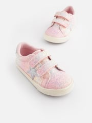 Pink Standard Fit (F) Glitter Star Trainers - Image 6 of 11