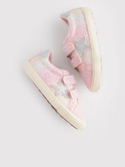 Pink Standard Fit (F) Glitter Star Trainers - Image 8 of 11