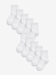 White 10 Pack Cotton Rich School Ankle Socks - Image 1 of 2