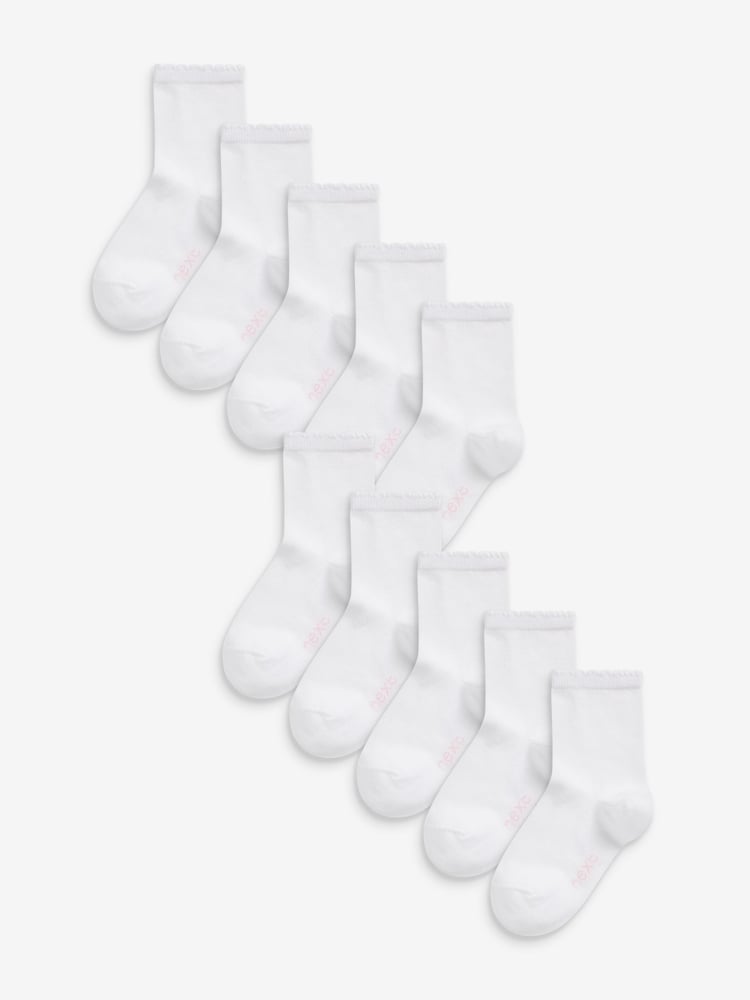 White 10 Pack Cotton Rich School Ankle Socks - Image 1 of 2