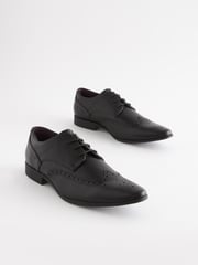Black Wide Fit Brogue Shoes - Image 1 of 5