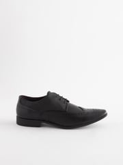 Black Wide Fit Brogue Shoes - Image 2 of 5