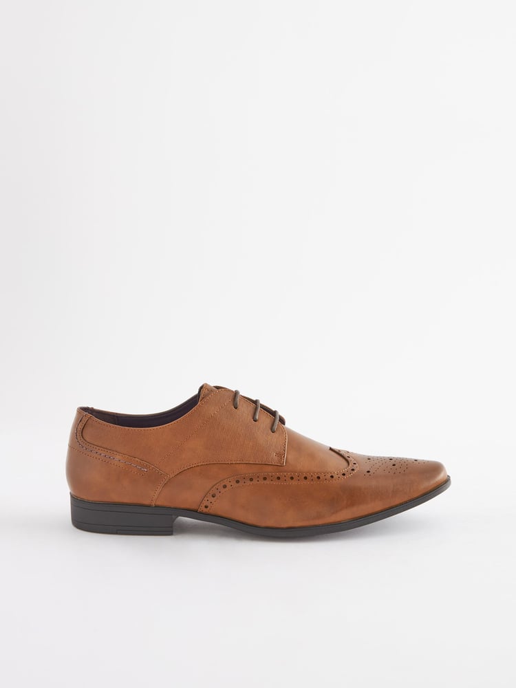 Tan Brown Wide Fit Brogue Shoes - Image 2 of 5