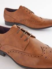 Tan Brown Wide Fit Brogue Shoes - Image 3 of 5