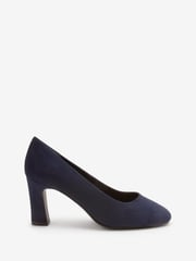 Navy Blue Extra Wide Fit Forever Comfort® Round Toe Block Heel Court Shoes - Image 1 of 3