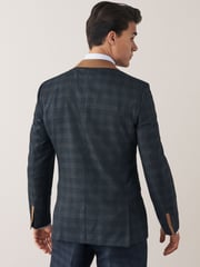 Blue Slim Fit Trimmed Check Suit: Jacket - Image 2 of 9