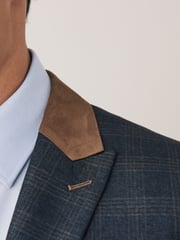 Blue Slim Fit Trimmed Check Suit: Jacket - Image 5 of 9