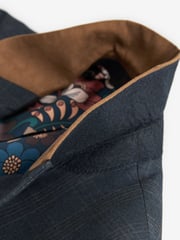 Blue Slim Fit Trimmed Check Suit: Jacket - Image 9 of 9