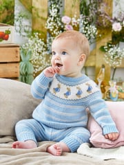 JoJo Maman Bébé Blue Baby Peter Rabbit Fair Isle Pattern Knit Set - Image 1 of 8