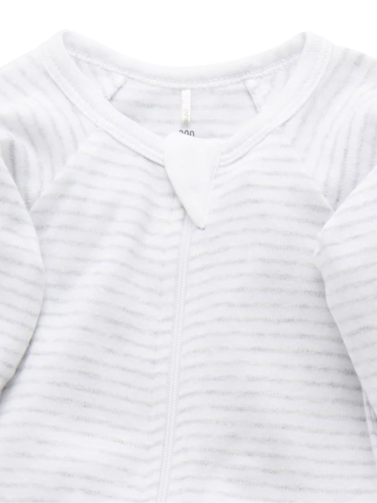 Purebaby Grey 100% Cotton Zip Baby Sleepsuits 2 Pack - Image 2 of 7