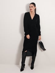 Black Velvet Midi Dress - Image 1 of 6