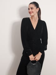 Black Velvet Midi Dress - Image 2 of 6