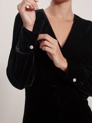 Black Velvet Midi Dress - Image 4 of 6