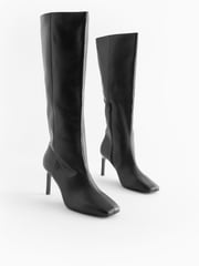 Black Forever Comfort® Square Toe Knee High Boots - Image 4 of 9
