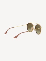 Ray-Ban Gold Round Double Bridge Sunglasses - Image 4 of 12