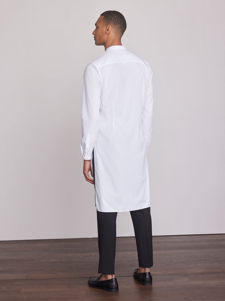 White Regular Fit 100% Cotton Round Neck Kurta - Image 2 of 8 White Regular Fit 100% Cotton Round Neck Kurta - Image 2 of 8