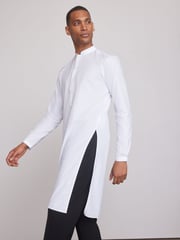White Regular Fit 100% Cotton Round Neck Kurta - Image 4 of 8