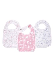 aden + anais Pink 100% Cotton Snap Bibs 3 Pack - Image 1 of 3