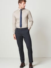 Navy Blue Herringbone Suit Trousers - Image 2 of 10