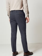 Navy Blue Herringbone Suit Trousers - Image 4 of 10