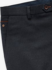Navy Blue Herringbone Suit Trousers - Image 8 of 10