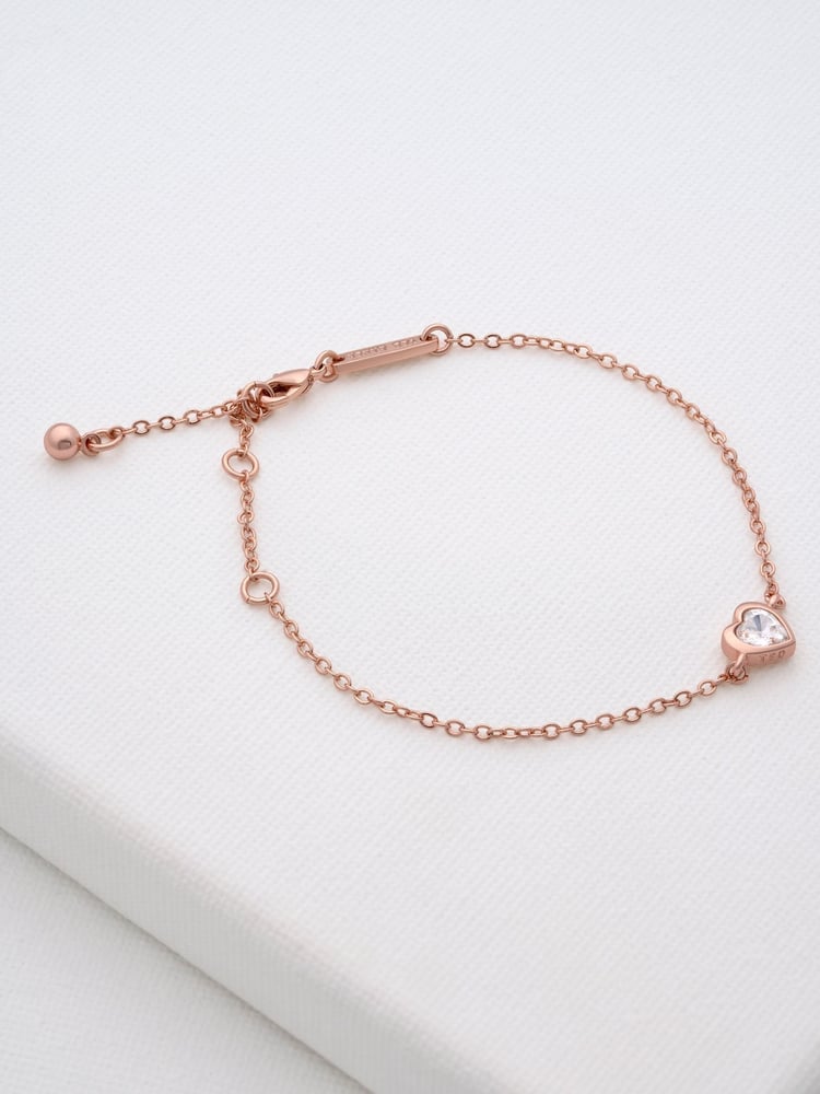 Ted Baker Rose Gold Tone HANSAA: Crystal Heart Adjustable Bracelet - Image 1 of 9