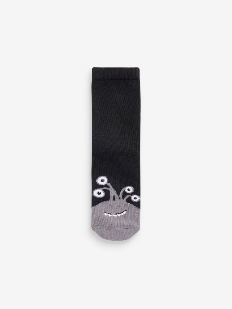 Black/Blues Monsters Cotton Rich Cushioned Socks 7 Pack - Image 2 of 8