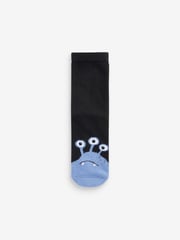 Black/Blues Monsters Cotton Rich Cushioned Socks 7 Pack - Image 3 of 8