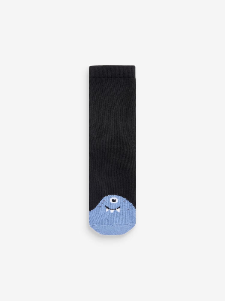 Black/Blues Monsters Cotton Rich Cushioned Socks 7 Pack - Image 8 of 8