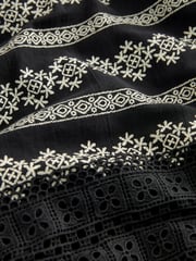 Black Textured Print Volume Sleeve Midi Dress - Image 6 of 6