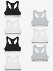 Black/White/Grey 7 Pack Racer Back Crop Tops (5-16yrs) - Image 1 of 8