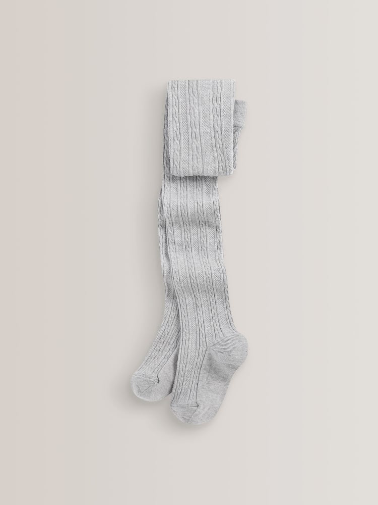 Black/Grey 3 Pack Cotton Rich Cable Tights - Image 2 of 4