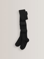 Black/Grey 3 Pack Cotton Rich Cable Tights - Image 4 of 4