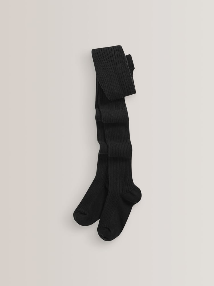 Black/Grey 3 Pack Cotton Rich Cable Tights - Image 4 of 4