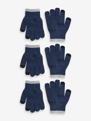 Navy Blue Magic Finger Gloves 3 Pack (3-16yrs) - Image 1 of 2