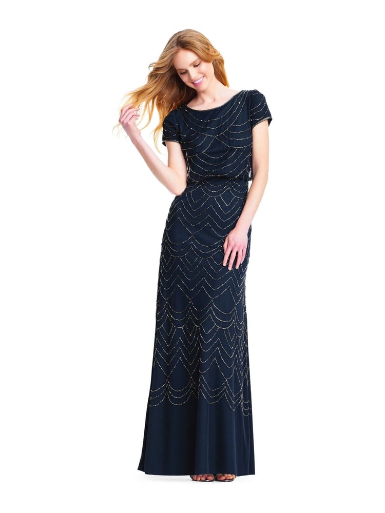 Adrianna Papell Blouson Beaded Dress - Image 1 of 4