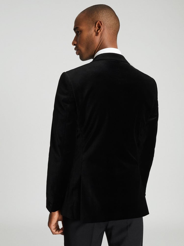 Reiss Black Ace Velvet Regular Fit Blazer - Image 5 of 5